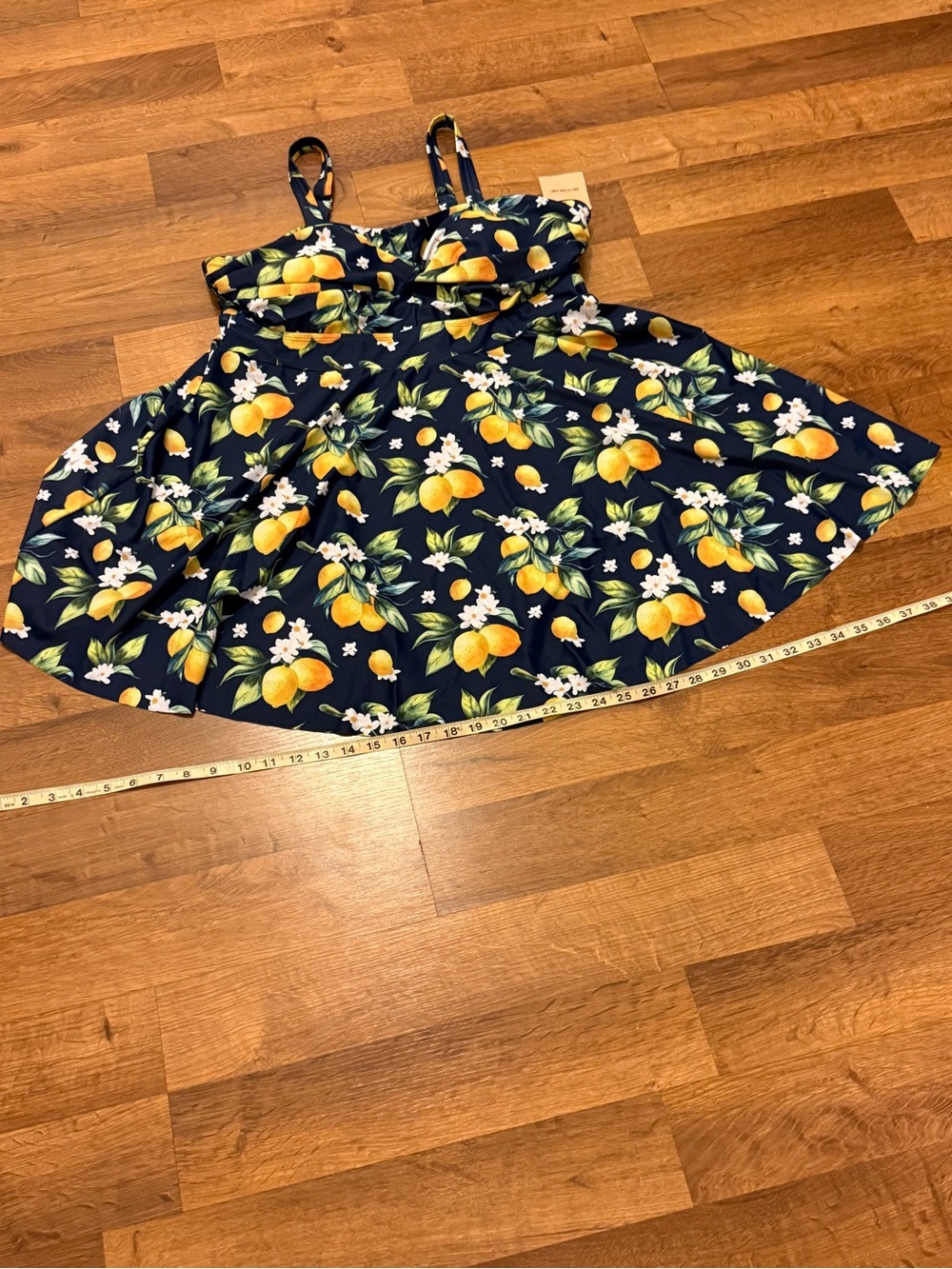 BloomChic Navy Lemon Print Two Piece Swim Dress/Top - Picture 4 of 7